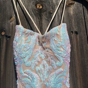 Bright, long dress only wore once